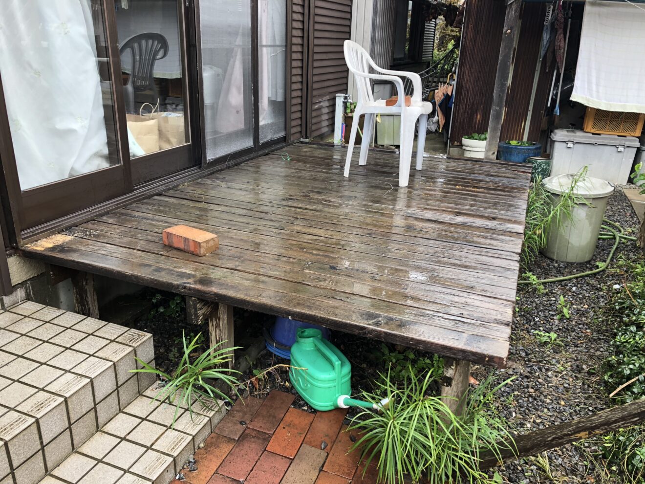 写真：リフォーム前のウッドデッキ01 - 福田造園の施行事例（愛知県岡崎市）