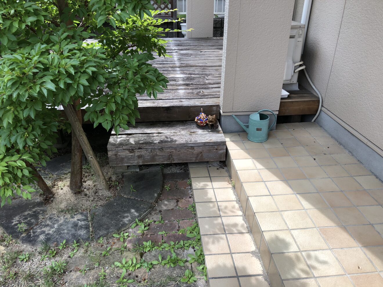 写真：古びたウッドデッキ02 - 福田造園の施行事例（愛知県岡崎市）