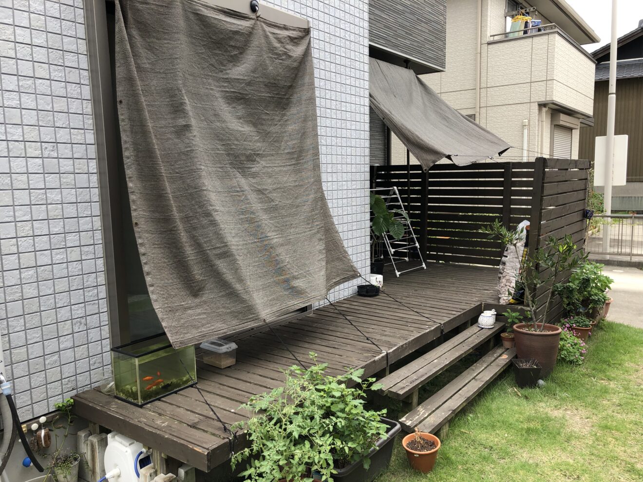 写真：テラス屋根施工前の庭02 - 福田造園の施行事例（愛知県岡崎市）