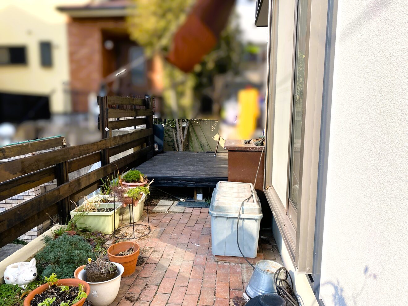 写真：リフォーム前のウッドデッキ - 福田造園の施工事例（愛知県名古屋市）