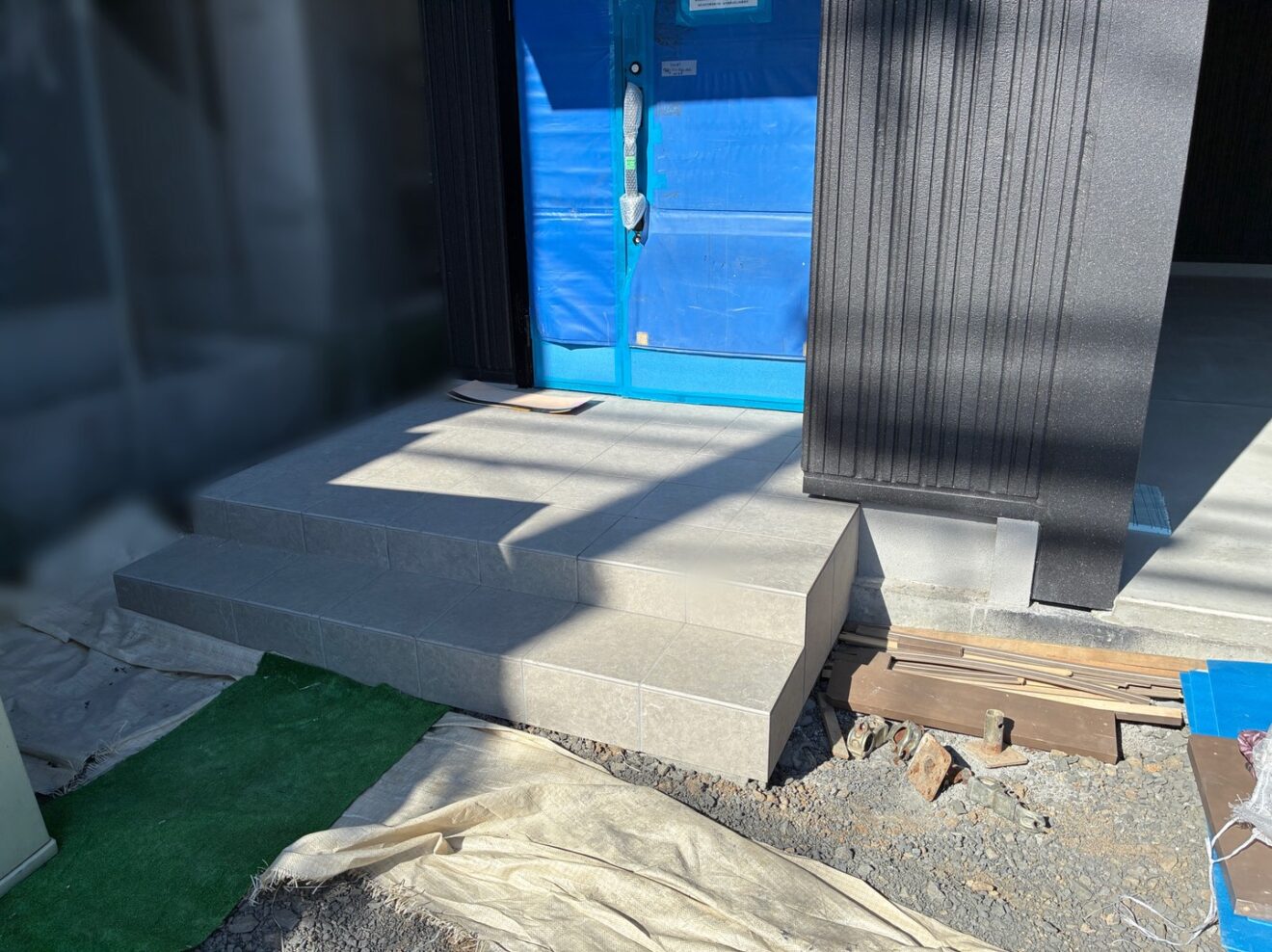 写真：新築外構工事前の門塀01- 福田造園の施工事例（愛知県豊田市）